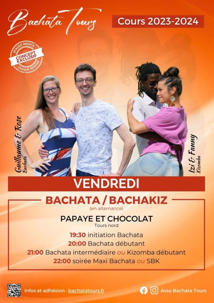 Bachata : cours de danse et soirée latino à Tours le vendredi (Papaye et Chocolat) 1